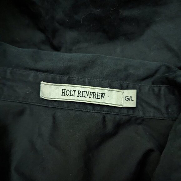 HOLT RENFREW Black Fitted Blouse French Cuffs L - Picture 3 of 4